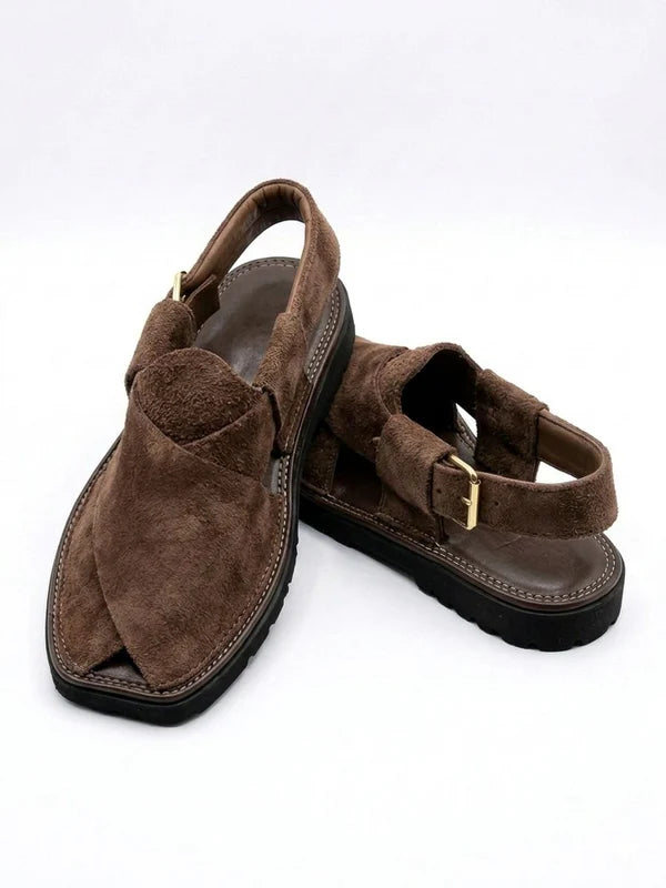 Air Kaptaan Chappal Brown Suede