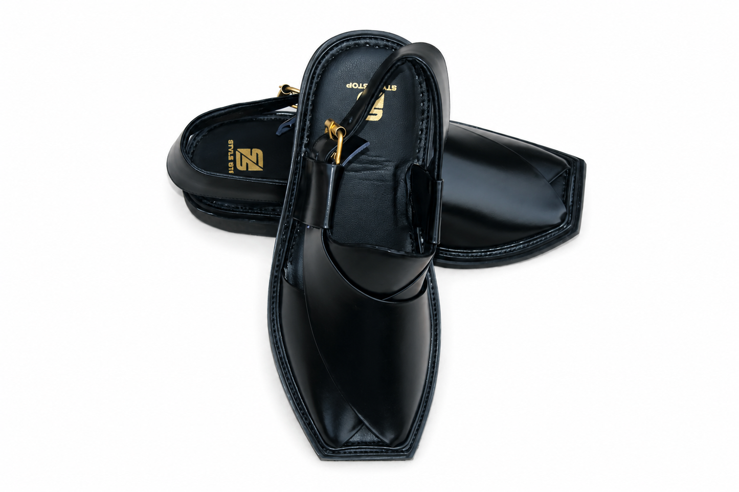 Single Sole Peshawari chappal T-Shape Jet Black