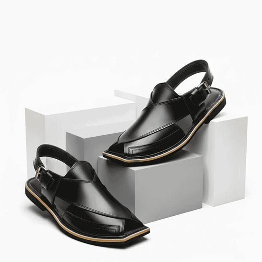 Handmade Black Peshawari Chappal