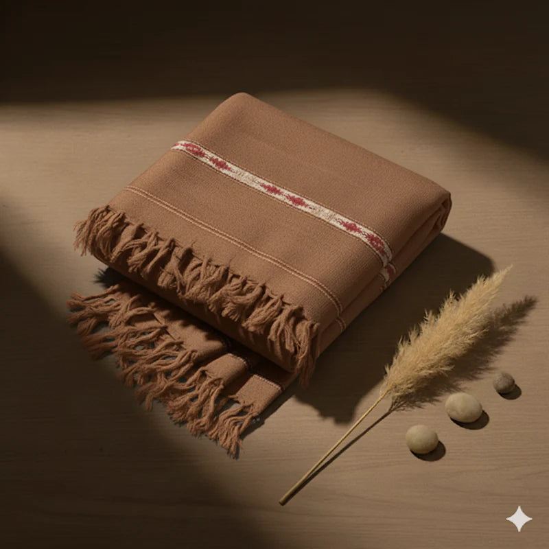 Hunza Mountain Woolen Shawl - Badami
