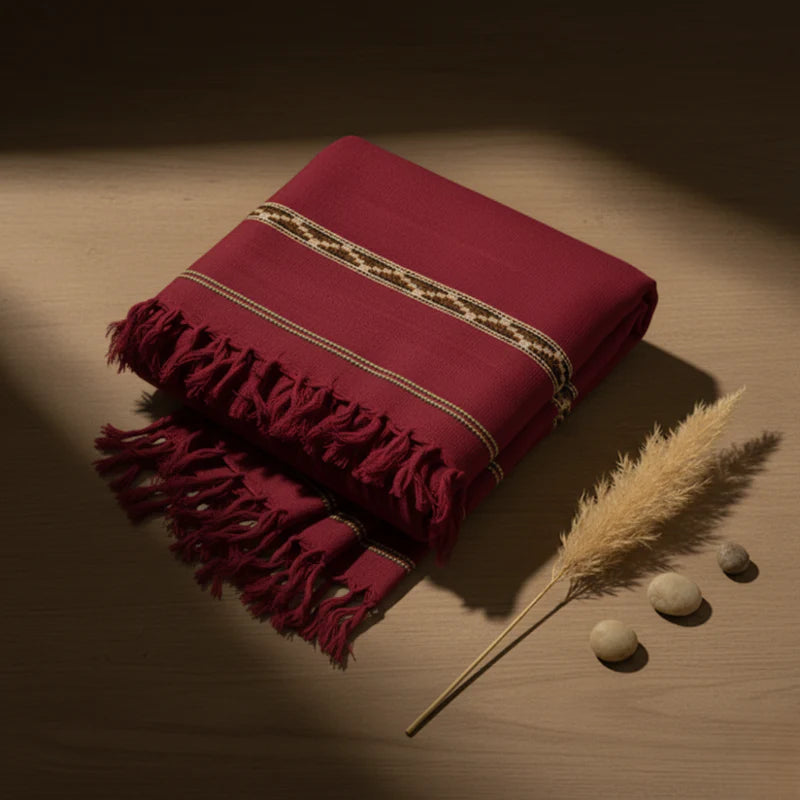 Hunza Mountain Woolen Shawl - Maroon