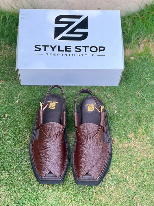 Air Kaptaan Chappal Dotted brown
