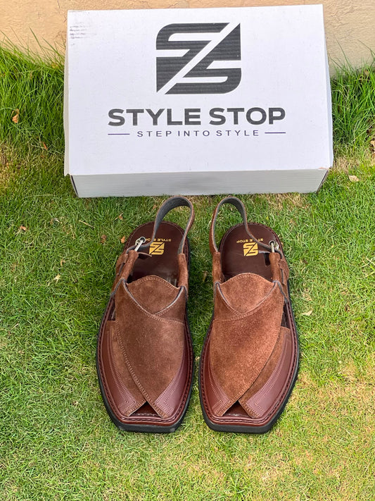 Suede Brown Peshawari Chappal – Durable anti-slip sole