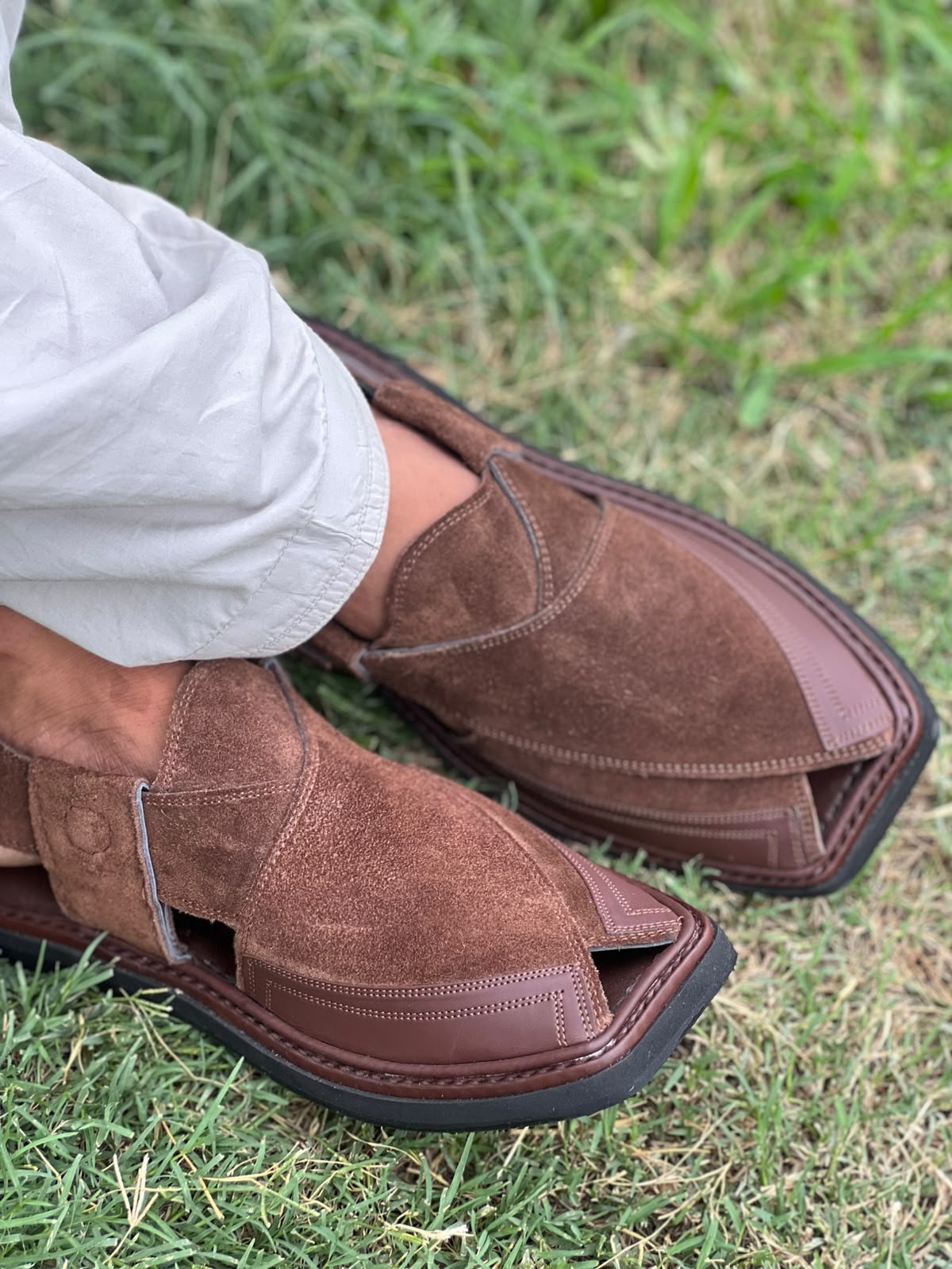 Suede Brown Peshawari Chappal – Durable anti-slip sole
