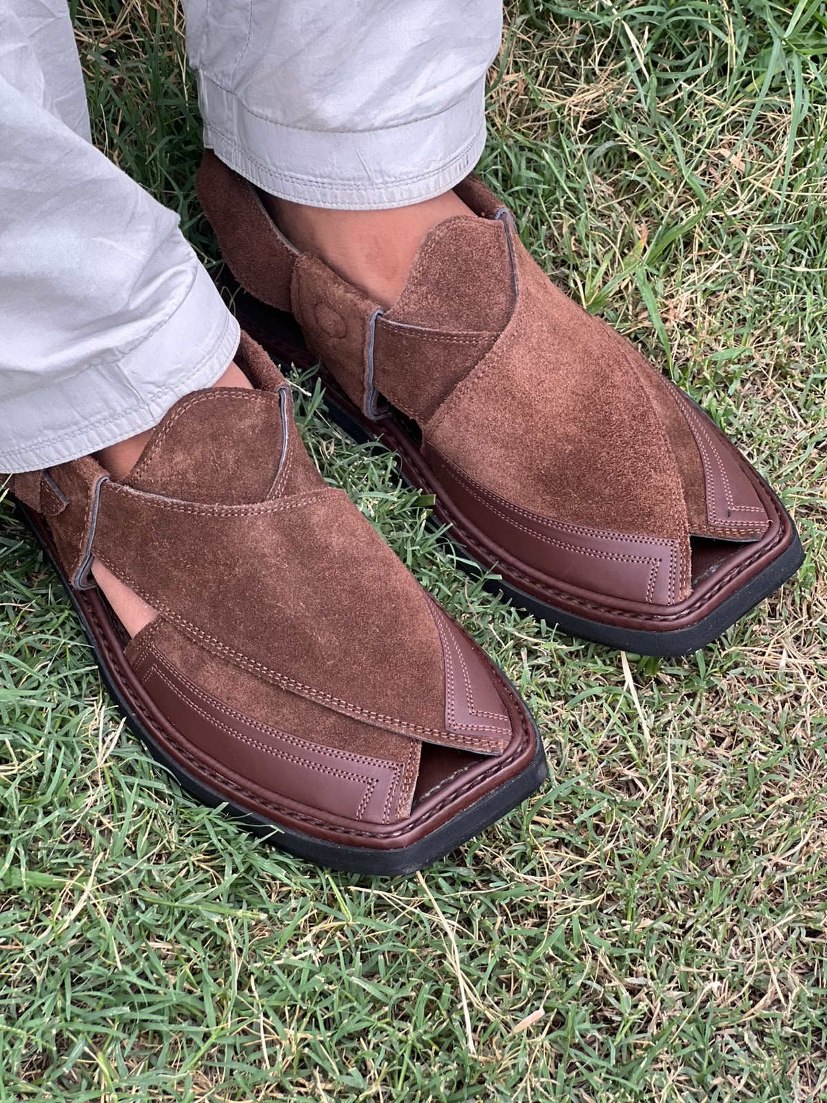 Suede Brown Peshawari Chappal – Durable anti-slip sole