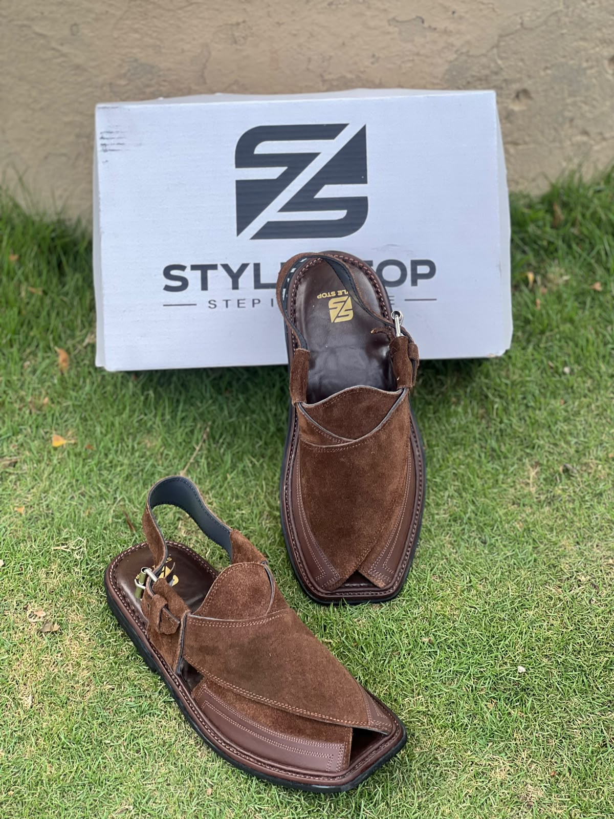 Premium Suede Brown Peshawari Chappal – Single Sole